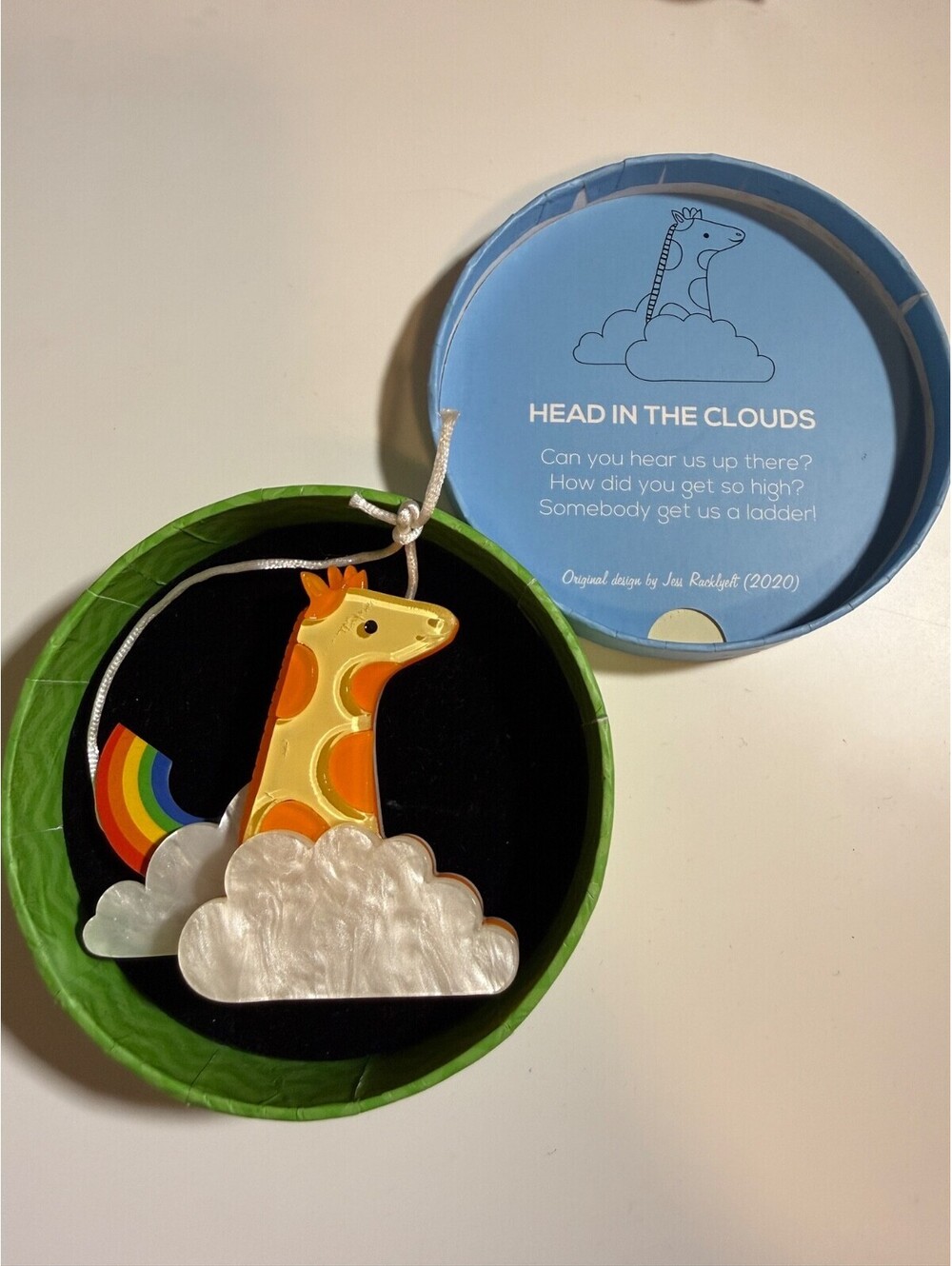 Head in the Clouds Giraffe Brooch - Erstwilder Whatever the Weather 2020 Sky Pin